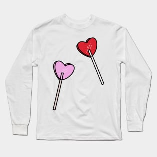 Red and Pink Heart Lollipop Set Long Sleeve T-Shirt